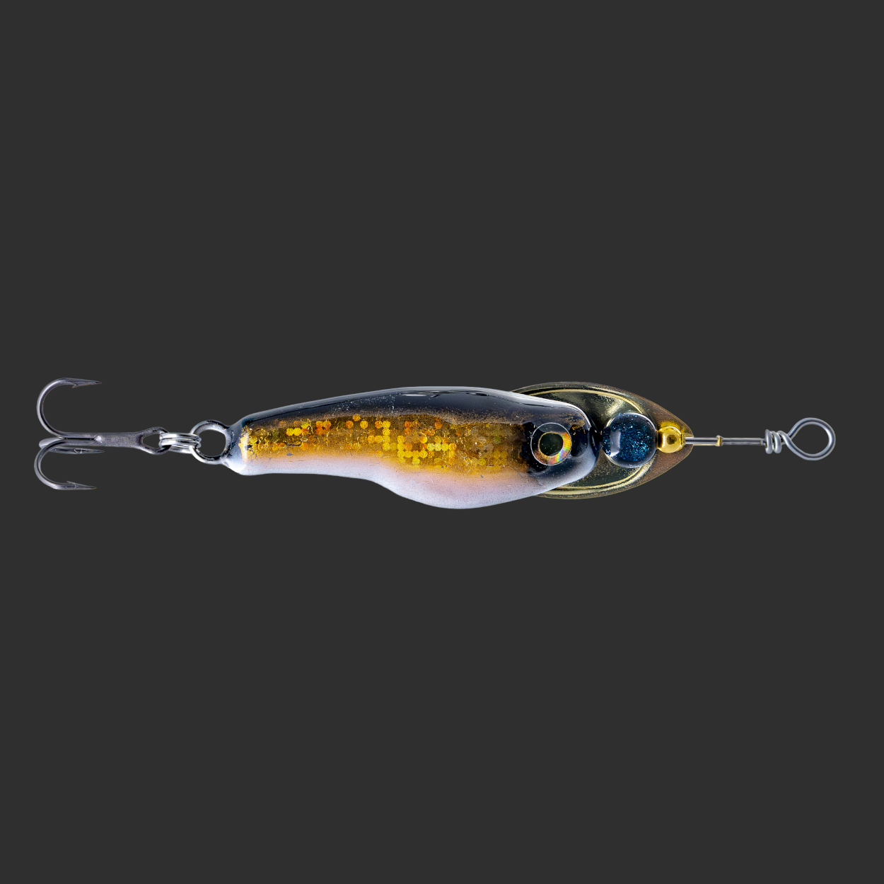Handcrafted spinner lure in Golden Foil color by Muotka Lures