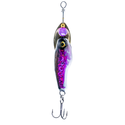 bedazzled fishing lure Handcrafted Spinner Lure - Purple Foil